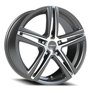 Vision Wheel 640 Gunmetal Machined Face 17x7.5 +40 5x108mm 73.1mm - Wheelwiz