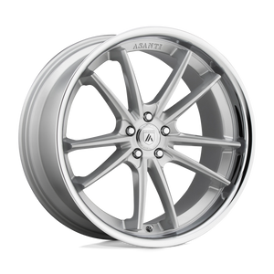 Asanti Black ABL-23 SIGMA Brushed Silver Chrome Lip 22x9 +32 Custom 72.6mm - WheelWiz