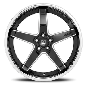 Asanti Black ABL31 REGAL Gloss Black Milled With Chrome Lip 22x10.5 +35 5x112mm 72.6mm - Wheelwiz