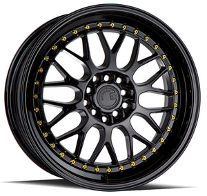 Aodhan AH02 Gloss Black ( Gold Rivet) 17x8 +35 5x100|5x114.3 73.1mm - Wheelwiz