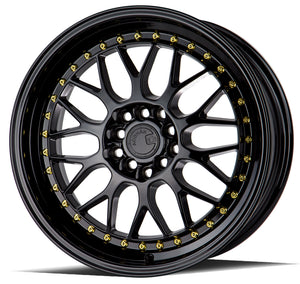 Aodhan AH02 Gloss Black ( Gold Rivet) 17x8 +35 5x100|5x114.3 73.1mm - Wheelwiz