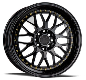Aodhan AH02 Gloss Black ( Gold Rivet) 17x8 +35 4x100|4x114.3 73.1mm - Wheelwiz