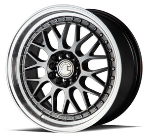 Aodhan AH02 Hyper Black w/ Machined Lip 17x8 +35 5x100|5x114.3 73.1mm - Wheelwiz