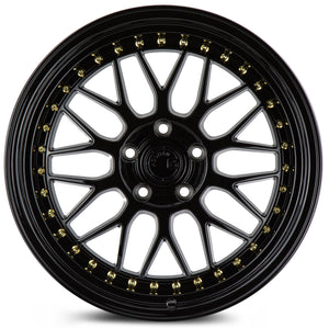 Aodhan AH02 Gloss Black ( Gold Rivet) 19x8.5 +32 5x112 66.6mm - Wheelwiz