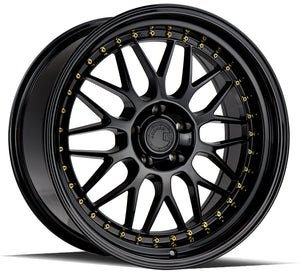 Aodhan AH02 Gloss Black ( Gold Rivet) 19x9.5 +12 5x114.3 73.1mm - Wheelwiz