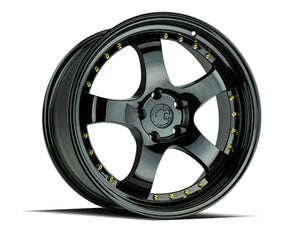 Aodhan AH03 Gloss Black W /Gold Rivets 19x9.5 +22 5x114.3 73.1mm - Wheelwiz
