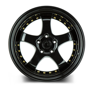 Aodhan AH03 Gloss Black W /Gold Rivets 19x9.5 +22 5x114.3 73.1mm - Wheelwiz