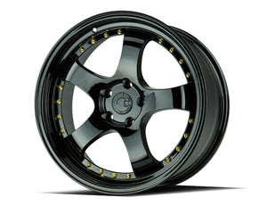 Aodhan AH03 Gloss Black W /Gold Rivets 19x9.5 +12 5x114.3 73.1mm - Wheelwiz
