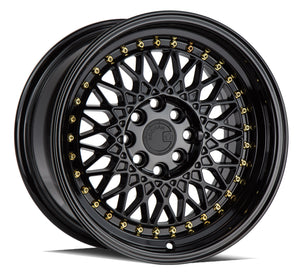 Aodhan AH05 Gloss Black W /Gold Rivets 15x8 +20 4x100|4x114.3 73.1mm - Wheelwiz