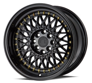 Aodhan AH05 Gloss Black W /Gold Rivets 15x8 +20 4x100|4x114.3 73.1mm - Wheelwiz