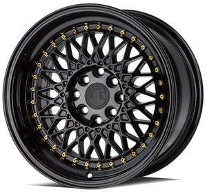 Aodhan AH05 Gloss Black W /Gold Rivets 16x8 +15 4x100|4x114.3 73.1mm - Wheelwiz