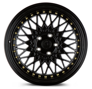 Aodhan AH05 Gloss Black W /Gold Rivets 18x9.5 +35 5x114.3 73.1mm - Wheelwiz