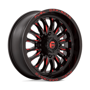 Fuel Offroad D822 ARC UTV Gloss Black Milled Red 18x7 +13 4x137mm 110.1mm - Wheelwiz