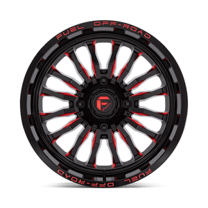 Fuel Offroad D822 ARC UTV Gloss Black Milled Red 20x7 +13 4x137mm 110.1mm - Wheelwiz