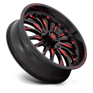 Fuel Offroad D822 ARC UTV Gloss Black Milled Red 22x7 +13 4x137mm 110.1mm - Wheelwiz