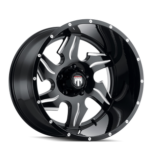 American Truxx NINJA Gloss black milled 20x12 -44 5x150mm 110.3mm - WheelWiz
