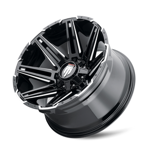 American Truxx BOOM Gloss black milled 22x12 -44 8x180mm 124.2mm - Wheelwiz
