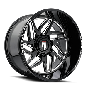 American Truxx GOLIATH Gloss black milled 22x12 -44 6x135|6x139.7mm 106.1mm - Wheelwiz