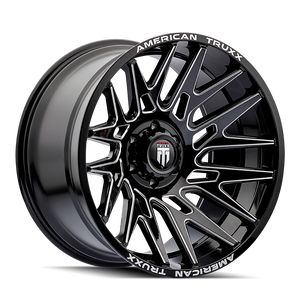 American Truxx EVOLUTION Gloss black milled 22x12 -44 6x139.7mm 106mm - Wheelwiz