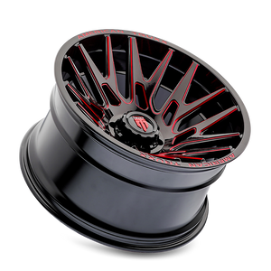 American Truxx EVOLUTION Gloss black prizm red 22x12 -44 6x139.7mm 106mm - Wheelwiz
