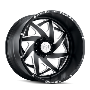 American Truxx KRONOS Matte black milled 24x14 -76 6x139.7mm 106.1mm - Wheelwiz