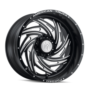 American Truxx TWISTED Matte black milled 22x12 -44 8x165.1mm 125.2mm - Wheelwiz