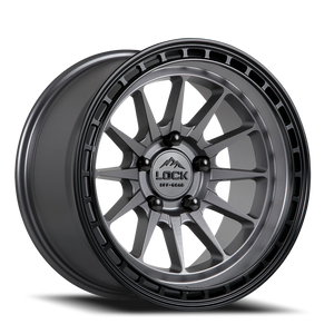 Lock Offroad Baja Matte Grey W/ Matte Black Ring 17x9 +12 5x127mm 71.5mm
