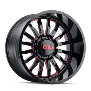 Cali Off-road SUMMIT Gloss black milled prism red 20x10 -25 8x170mm 125.2mm - Wheelwiz