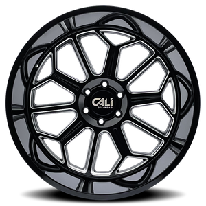 Cali Off-road AUBURN Gloss black milled 20x9 -12 8x180mm 124.1mm - Wheelwiz