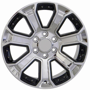 OE Wheels Replica CV93B Chrome with Black 22x9.0 +24 6x139.7mm 78.1mm - Wheelwiz