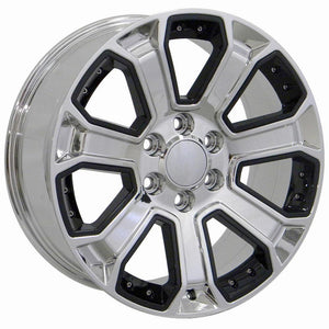 OE Wheels Replica CV93B Chrome with Black 22x9.0 +24 6x139.7mm 78.1mm - Wheelwiz