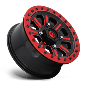 Fuel Offroad D911 HARDLINE BEADLOCK Gloss Black Red Tinted Clear 15x10 +25 4x137mm 110.1mm - Wheelwiz