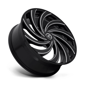 DUB Gloss Black Milled 24x9 +25 Custom 72.6mm - Wheelwiz