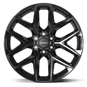 Defiant DF17B Gloss Black 22x9 +18 6x139.7|N/Amm 77.8mm - Wheelwiz