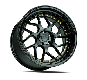 Aodhan DS01 Gloss Black W /Gold Rivets 18x10.5 +15 5x114.3 73.1mm - Wheelwiz
