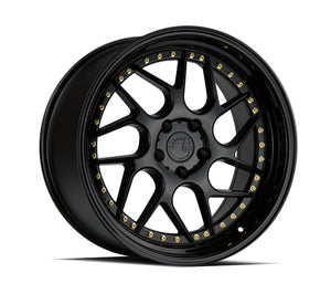 Aodhan DS01 Gloss Black W /Gold Rivets 18x8.5 +35 5x114.3 73.1mm - Wheelwiz