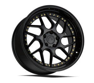 Aodhan DS01 Gloss Black W /Gold Rivets 18x8.5 +35 5x100 73.1mm - Wheelwiz
