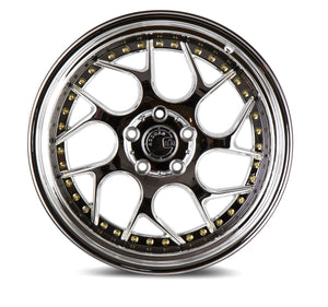 Aodhan DS01 Vacuum Chrome W/ Gold Rivets 18x8.5 +35 5x114.3 73.1mm - Wheelwiz