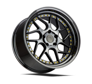 Aodhan DS01 Black Vacuum W/ Gold Rivets 19x10.5 +22 5x114.3 73.1mm - Wheelwiz