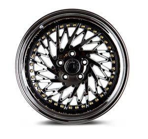Aodhan DS03 Black Vacuum w/ Gold Rivets 18x9.5 +35 5x100 73.1mm - Wheelwiz