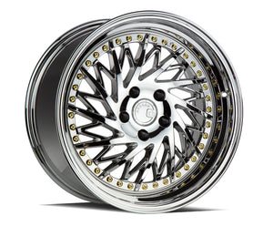 Aodhan DS03 Vacuum Chrome w/Gold Rivets 18x9.5 Driver Side +30 5x114.3 73.1mm - Wheelwiz