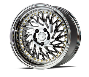 Aodhan DS03 Vacuum Chrome w/Gold Rivets 18x9.5 Passenger Side +30 5x114.3 73.1mm - Wheelwiz