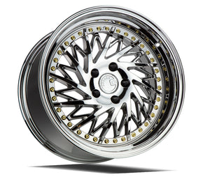 Aodhan DS03 Vacuum Chrome w/Gold Rivets 18x9.5 Driver Side +30 5x114.3 73.1mm - Wheelwiz