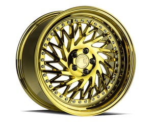 Aodhan DS03 Gold Vacuum w/ Chrome Rivets 18x9.5 Driver Side +35 5x100 73.1mm - Wheelwiz