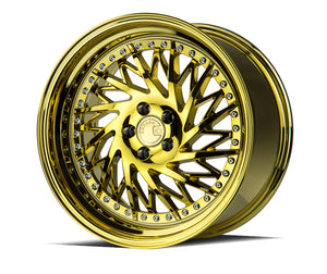 Aodhan DS03 Gold Vacuum w/ Chrome Rivets 18x9.5 Passenger Side +35 5x100 73.1mm - Wheelwiz