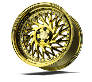 Aodhan DS03 Gold Vacuum w/ Chrome Rivets 18x9.5 Passenger Side +30 5x114.3 73.1mm - Wheelwiz