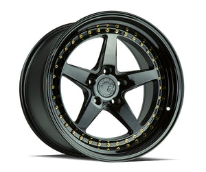Aodhan DS05 Gloss Black W /Gold Rivets 18x10.5 +15 5x114.3 73.1mm - Wheelwiz