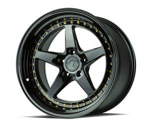 Aodhan DS05 Gloss Black W /Gold Rivets 18x10.5 +22 5x114.3 73.1mm - Wheelwiz