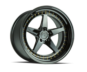Aodhan DS05 Gloss Black W /Gold Rivets 19x11 +15 5x114.3 73.1mm - Wheelwiz