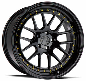 Aodhan DS06 Gloss Black W /Gold Rivets 19x9.5 +15 5x114.3 73.1mm - Wheelwiz